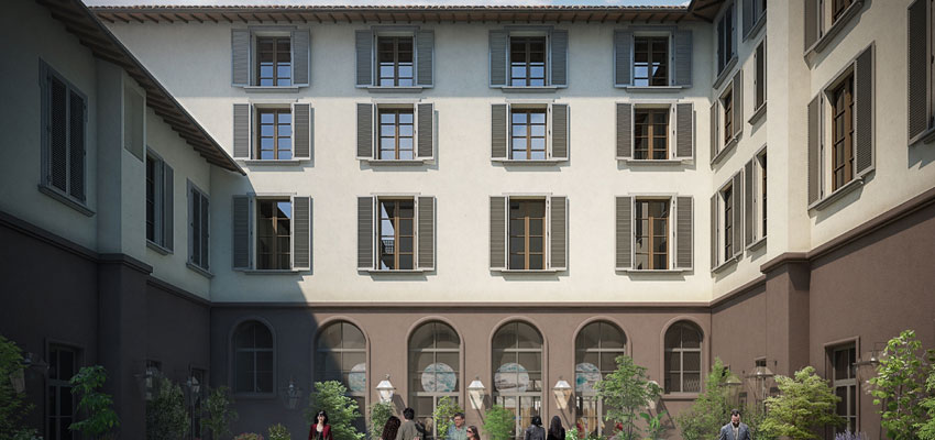 25h_Hotel_Florence_Rendering_ArtInvest_Courtyard.Bild.25HoursPR.6 25 Hours Hotel Florenz - Gesamtansicht