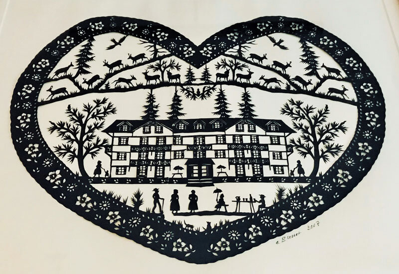 Hotell-du-Pillon-Scherenschnitt Scherenschnitt, Hotel du Pillon, Les Diablerets ©Andrea Fischer